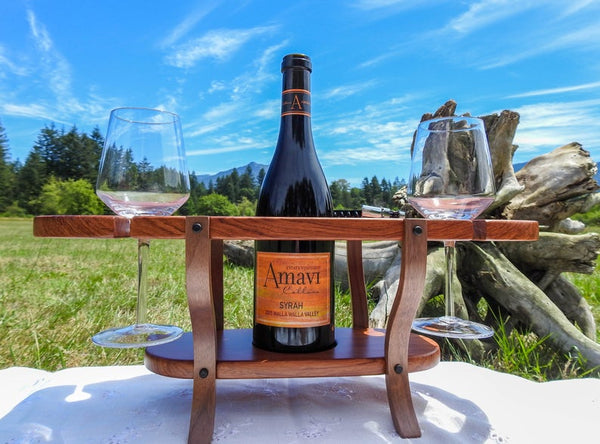 Handmade Wood Wine Caddy, Wine Bottle Holder, Wine Glass Holder, Wine Rack, Wine Accessories, Wedding Gift, Wine  Gift For Dad, Gift For Men