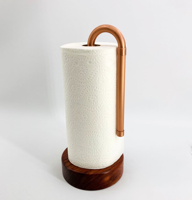 Creative Home Heavy Duty Metal Paper Holder Kitchen Towel Dispenser with  Laser Cut Apple Motif, Copper Finish