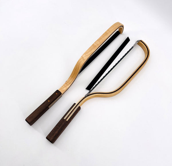 Handmade Fiddle Bow Bread Knife and Board Set, Walnut, Cherry & Maple