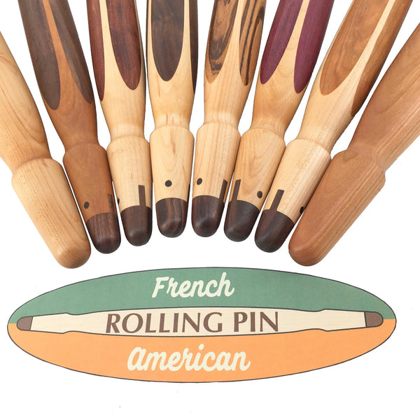 French-American Rolling Pin: Handcrafted Wood Pastry Tool