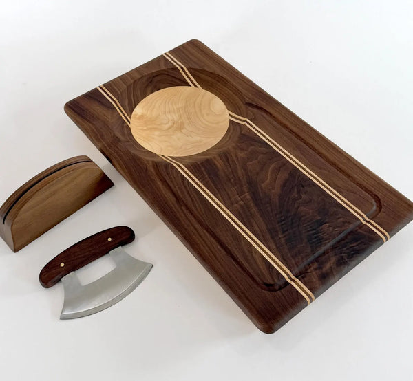 Ulu chopping Bowl and Knife, Extra capacity Bowl
