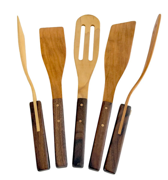 Handmade Walnut Maple Spurtle Set: Traditional Scottish Kitchen Utensils