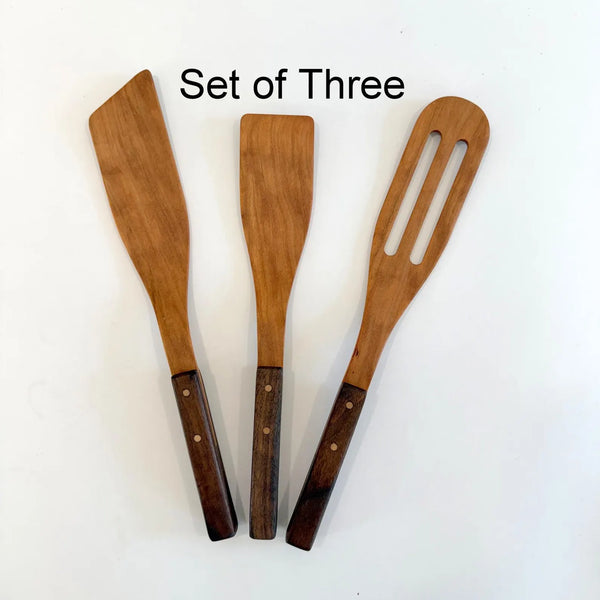 Handmade Walnut Maple Spurtle Set: Traditional Scottish Kitchen Utensils