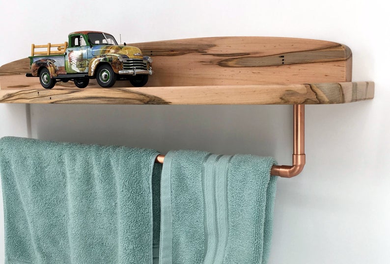 28 Bathroom Shelf Organizer with Modern Towel Bar - Modern